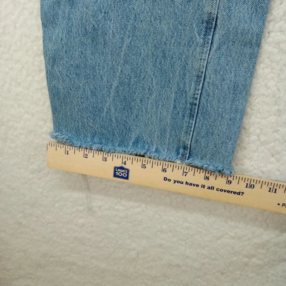 Zara Straight Baggy Jeans Womens‎ 10 (W32) Raw Hem Distressed Cotton Denim Heavy